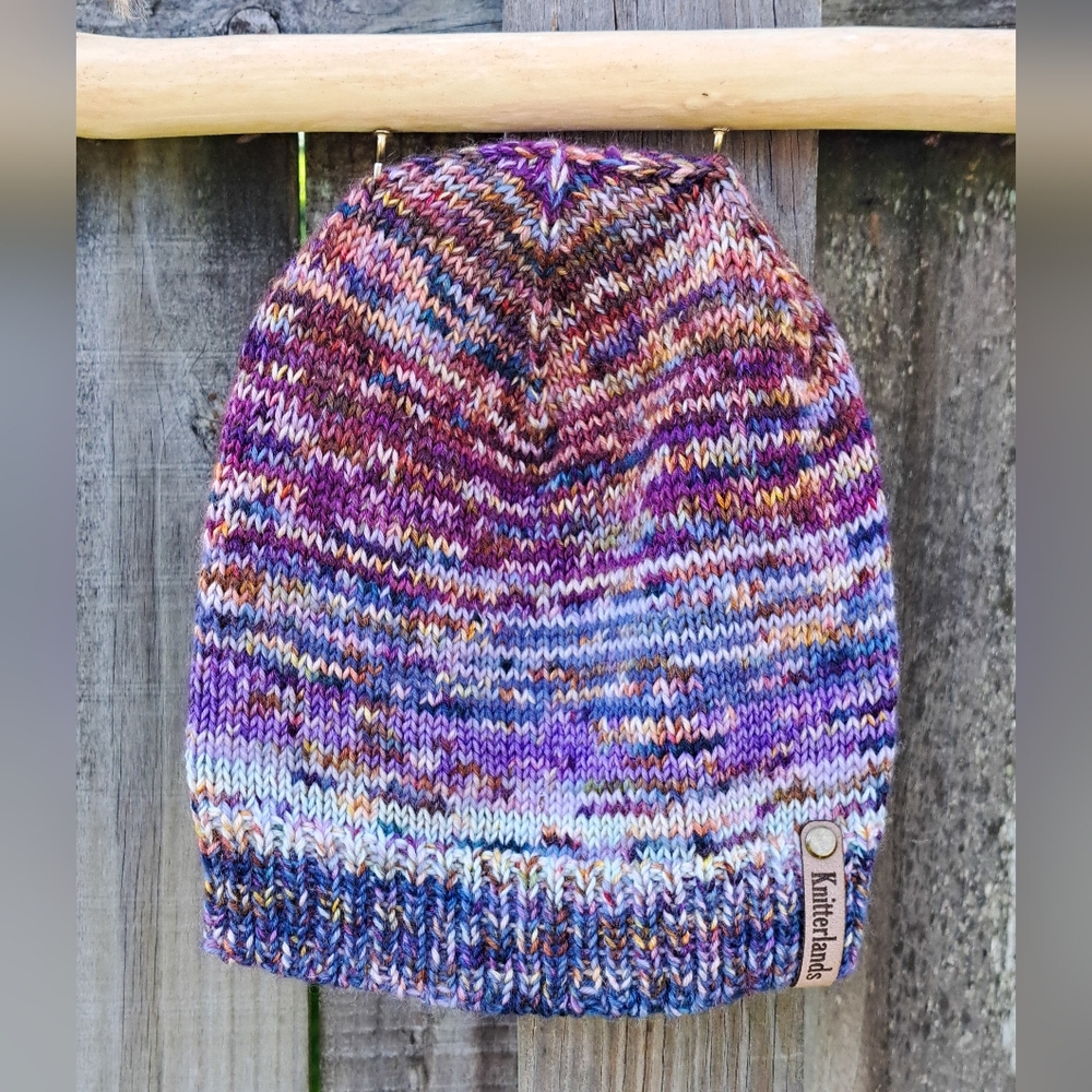 Hand Knit Beanie Hat Stocking Cap Multicolor Pattern Luxury Premium Wool Blend